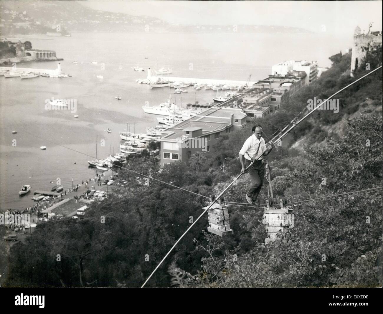Monaco String Rope Jul. 07, 1966 - Over Monaco Bay on a tight rope: Tight rope walker ...