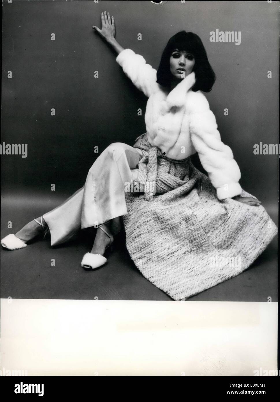 Aug. 08, 1966 - White Mink and Mohair Cloth for 'De Luxe' Host Revillon has designed this white mink and mohair cloth ensemb Stock Photo