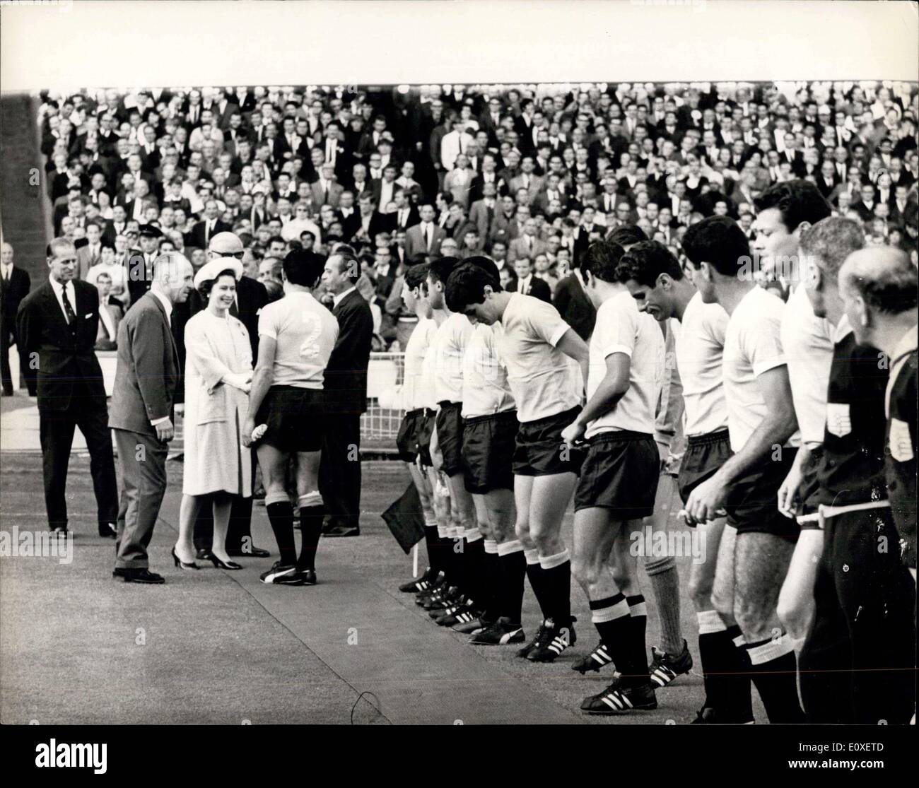 Jul. 11, 1966 - World Cup Soccer Match at Wembley: England V. Uruguay. Photo Shows The Uruguay team are presented to H.M. The Queen before the start of tonight's game at Wembley. Stock Photo