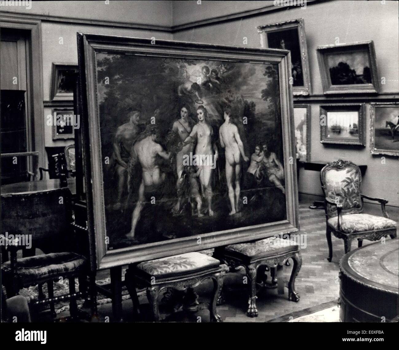 Sep. 05, 1966 - A Rubens masterpiece discovered in Lot due for auction at Christie's: A Rubens masterpiece The Judgement of Paris has been discovered in a consignment of works sent to Christie's of London for auction. The painting is owned by 82 year old Mrs. Savage has had it hanging unnoticed at her home in Colwyn Road, Northampton. Thirty years ago it was worth a few shillings. A junk dealer at York had bought it to burn in the hope of recovering a few ounces of gold leaf from its frame. Mrs. Savage's husband, a picture framer, liked the look of it, and it passed to old paintings. Mr Stock Photo