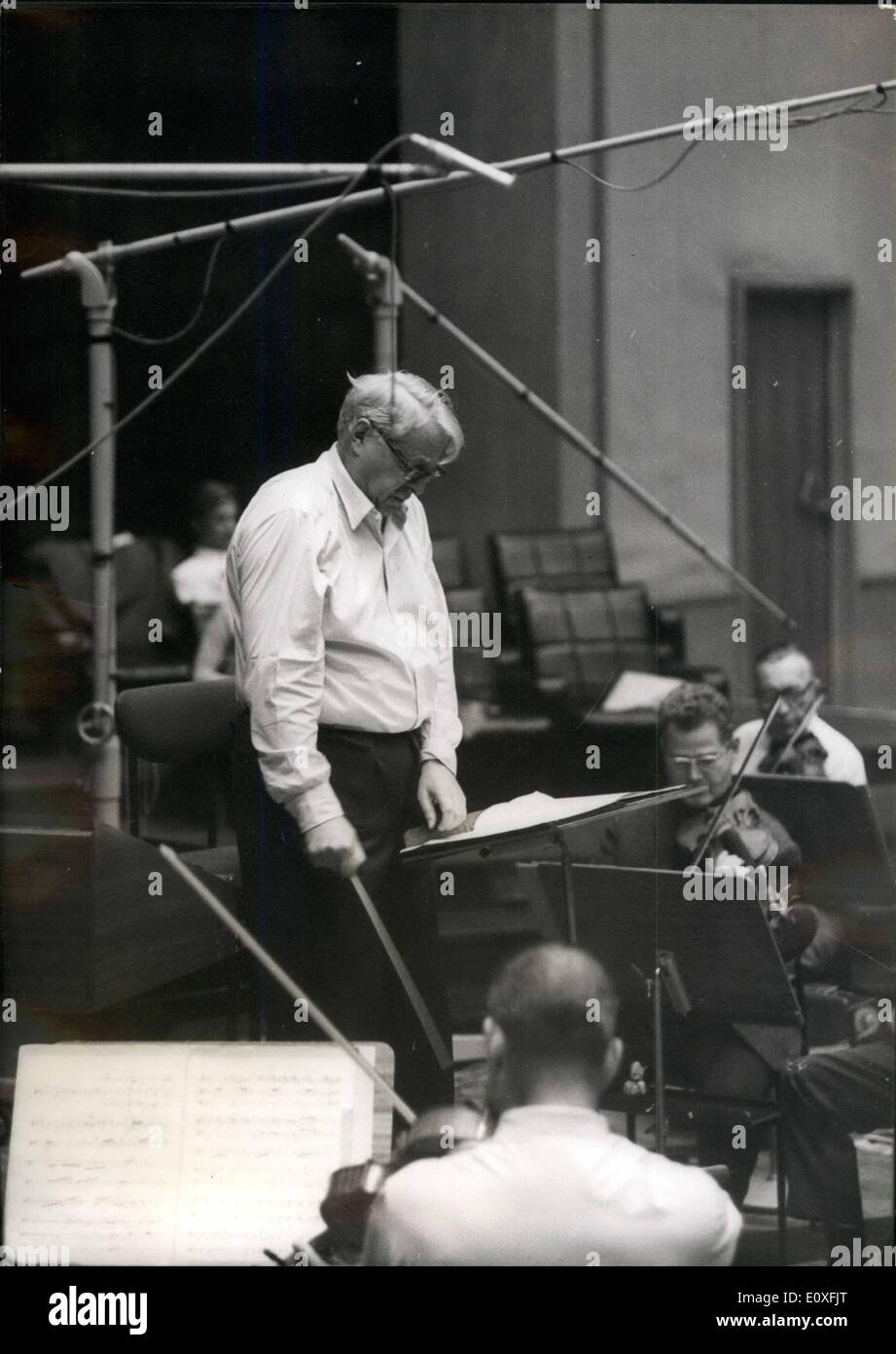 Sep. 09, 1966 - Charles Munch conductor at rehearsal, Paris Radio House, for his 75th birthday concert. Stock Photo
