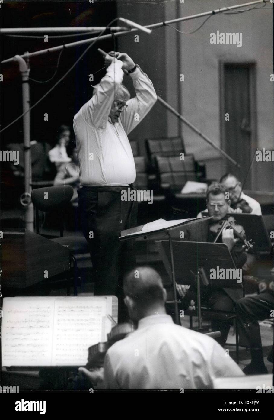 Sep. 09, 1966 - Charles Munch conductor at rehearsal, Paris Radio House, for his 75th birthday concert. n Stock Photo