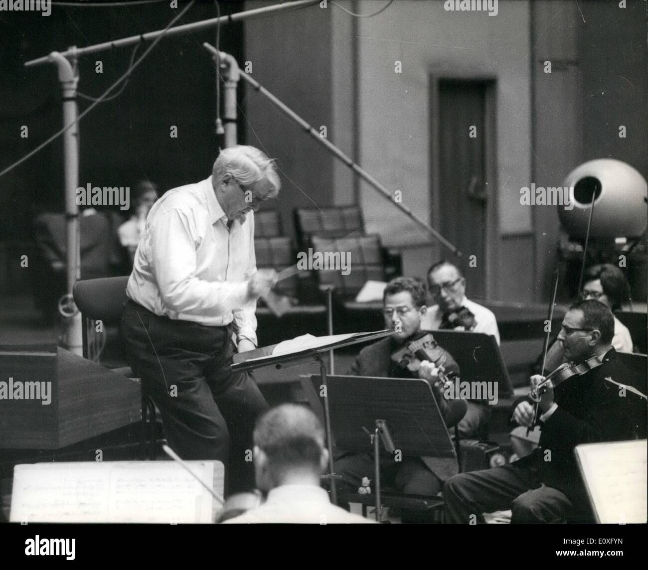 Sep. 09, 1966 - Charles Munch, conductor at rehearsal, Paris Radio House for his 75th birthday concert. Stock Photo
