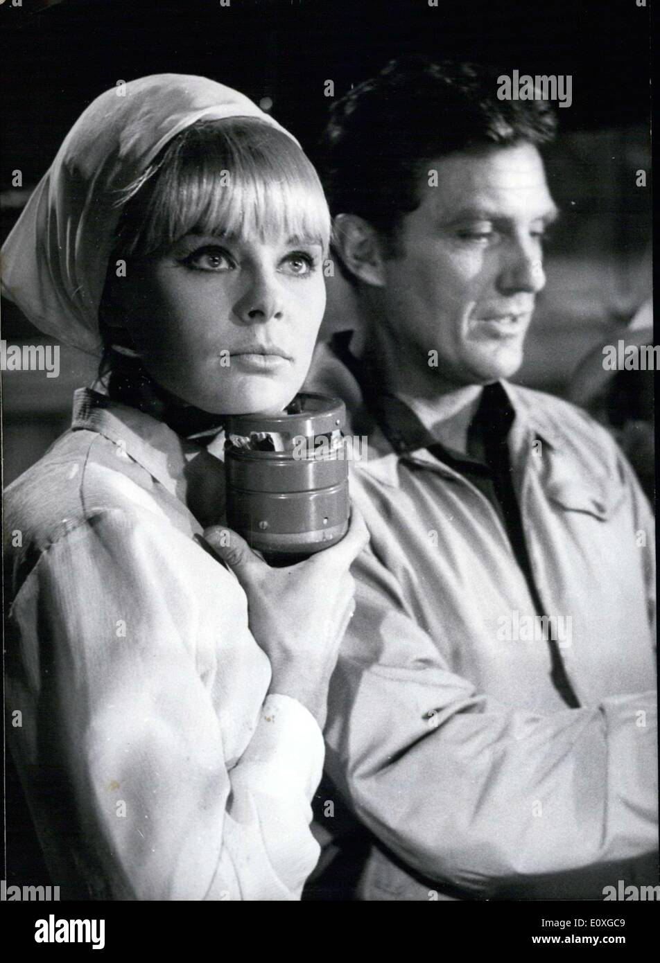 Sep. 14, 1966 - Pictured are actors Elke Sommer and Robert Stack. They are the leading actors in the 5,000,000 DM film ''Die Holle von Macao,'' which was filming in Berlin. Stock Photo