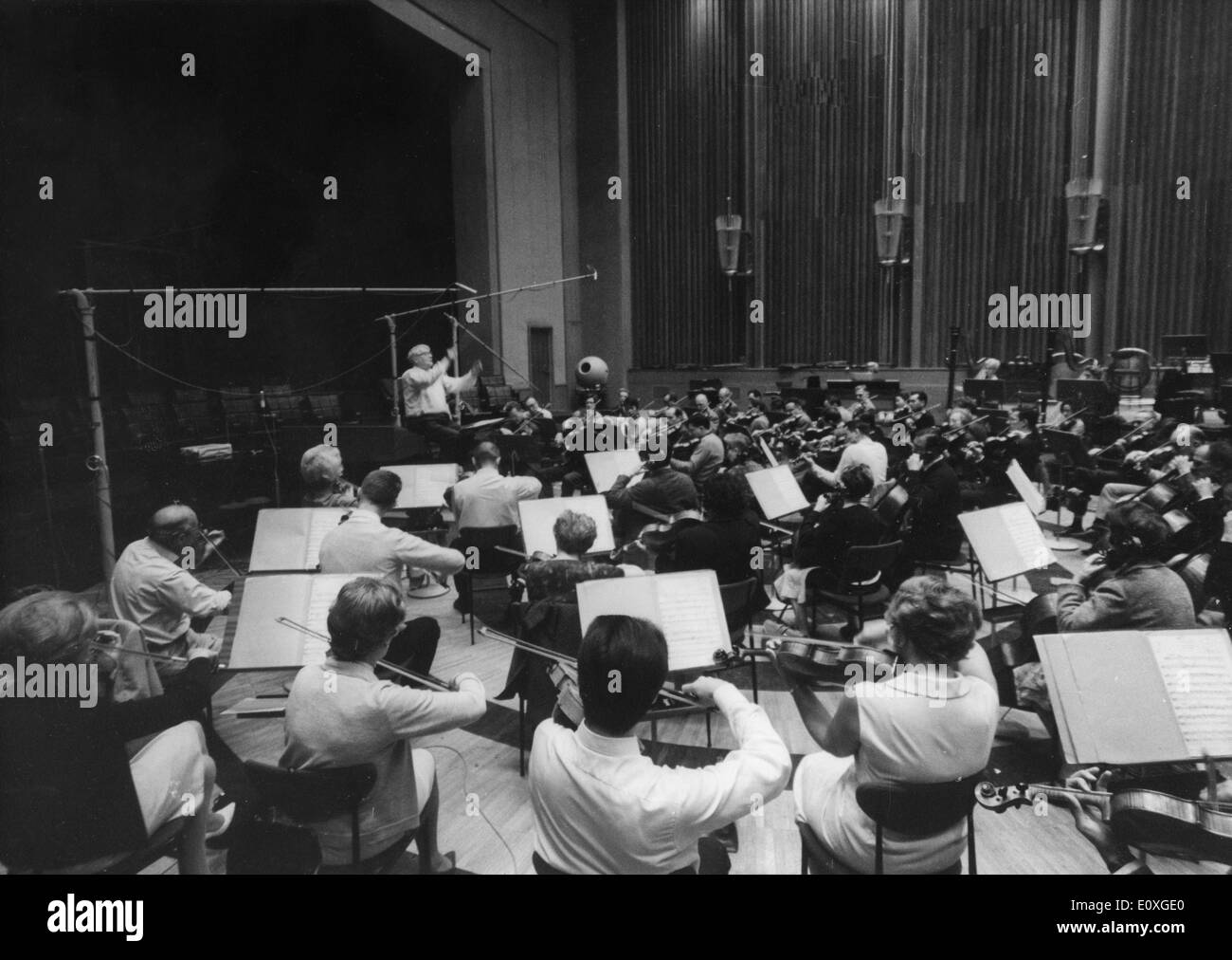 Sep. 9, 1966 - Paris, France - CHARLES MUNCH directs rehearsal Paris Radio House for his 75th Birthday concert. Stock Photo