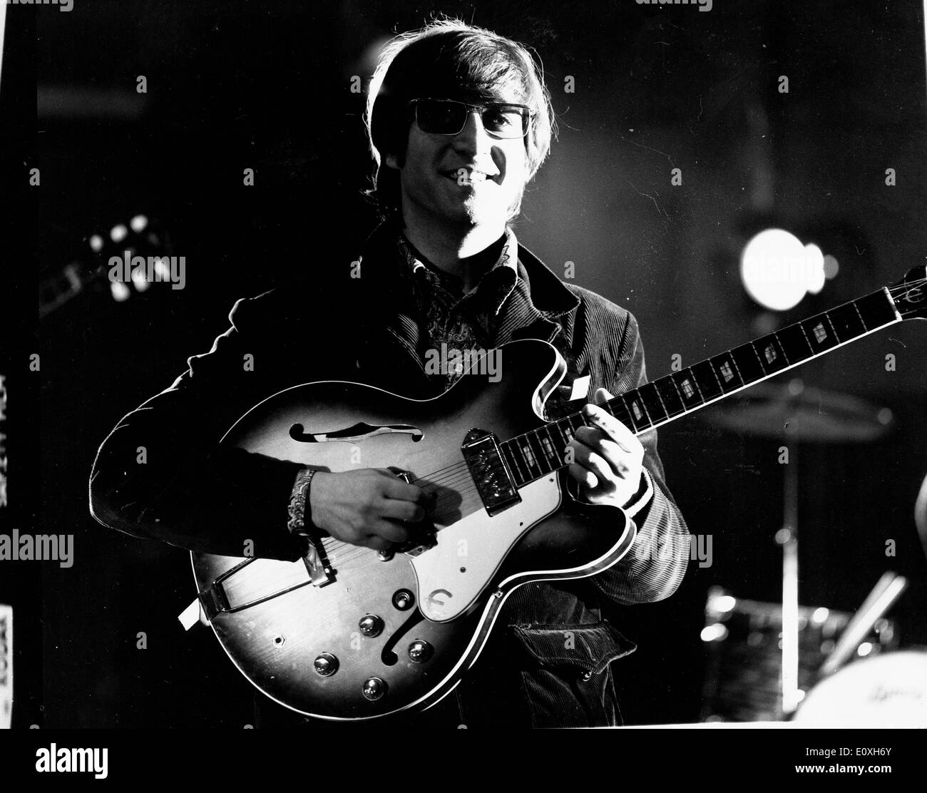 Beatle John Lennon recording at EMI Studios Stock Photo
