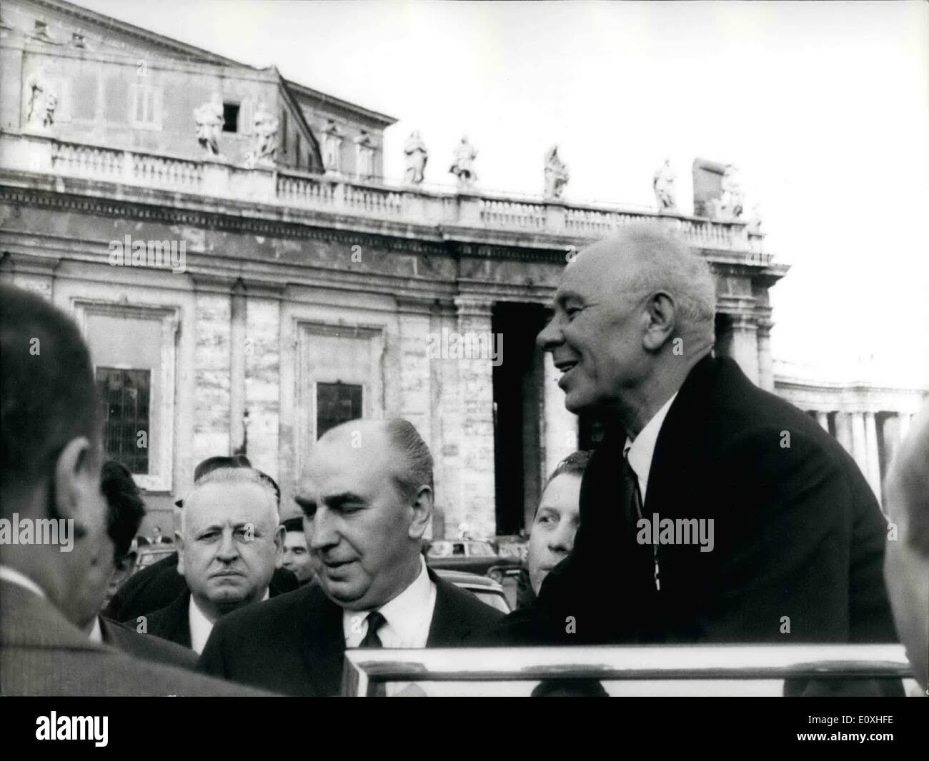 Jan. 01, 1967 - Historical Visit Pope Paul VI met the President of the Presidium of the USSR Nicolai Podgorni. Photo shows President Nicolai Podgorny on the open car in St. Peter Square. Stock Photo