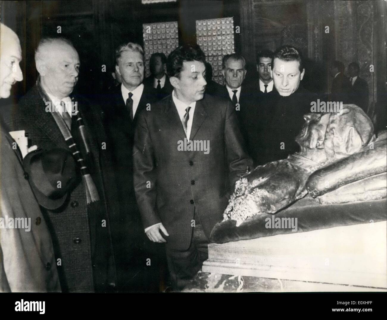 Jan. 01, 1967 - Historical Visit Pope Paul VI met the President of the Presidium of the USHR Nicolai Podgorni. Photo shows President Nicolai Podgorny staying in front of the statue of Pope Leo XIII, during the visit at the Vatican Museum. Stock Photo