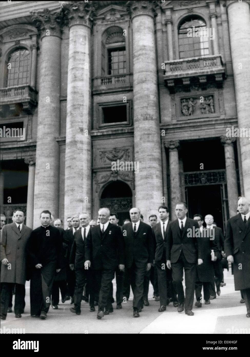 Jan. 01, 1967 - Historical Visit, Pope Paul VI met the President of the Presidium of the User Nicolai Podgorni. OPS = Nicolai Podgorny leaving St. Peter Basilica after the visit to the Vatican Museum and to the Basilica. Stock Photo
