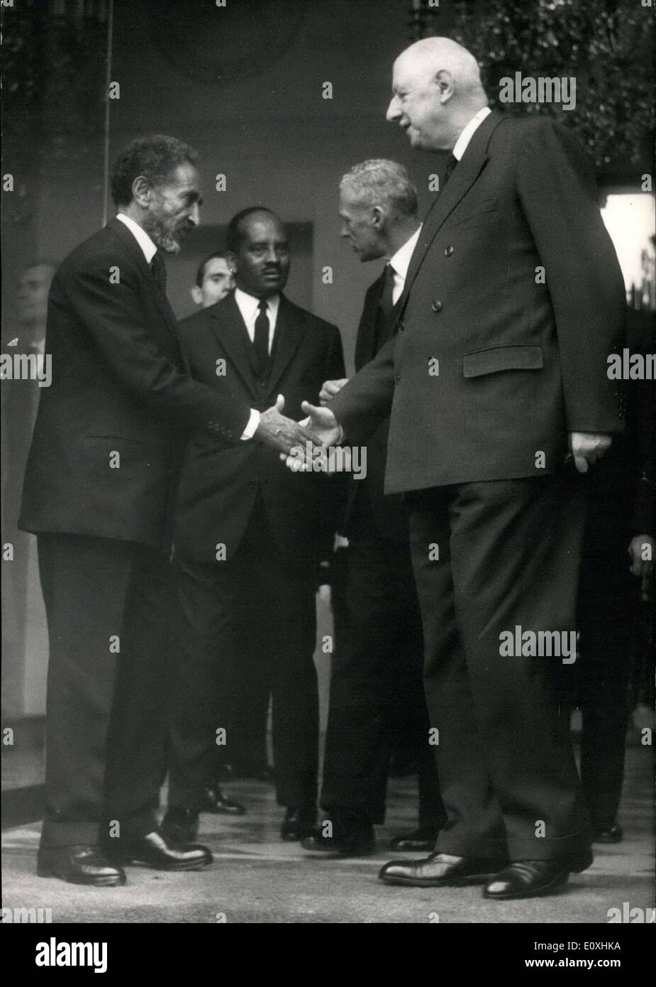 Oct. 20, 1966 - Haile Selassie On Flying Visit To Paris: Haile Selassie, Emperor Of Ethiopia, Who Is Now Staying In Geneva For A Cure Paid A One-Day Visit To Paris. Photo shows General De Gaulle Receives Haile Selassie At The Elysee Palace This Morning. Stock Photo