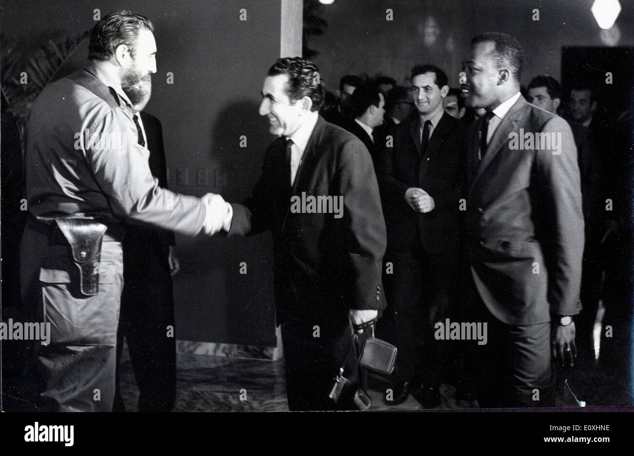 Fidel Castro greeting Tigran Petrosian Stock Photo