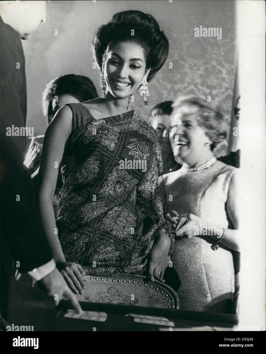 Nov. 11, 1966 - Miss World Take on Lady Luck. a Smile from Miss World who last night visited Crockford's, the oldest gaming club in Britain to try her hand at baccarat. To the 23-year old Indian girl, the esclusive Mayfair Club atmosphere must have scemed rather exotic - and rather wicked. Still, Miss Faria had a good reason for stepping over the traces - to collect material for a book about her year as Miss World. Did lady Luck smile on Miss World? We are afraid that the information is not to hand. Stock Photo