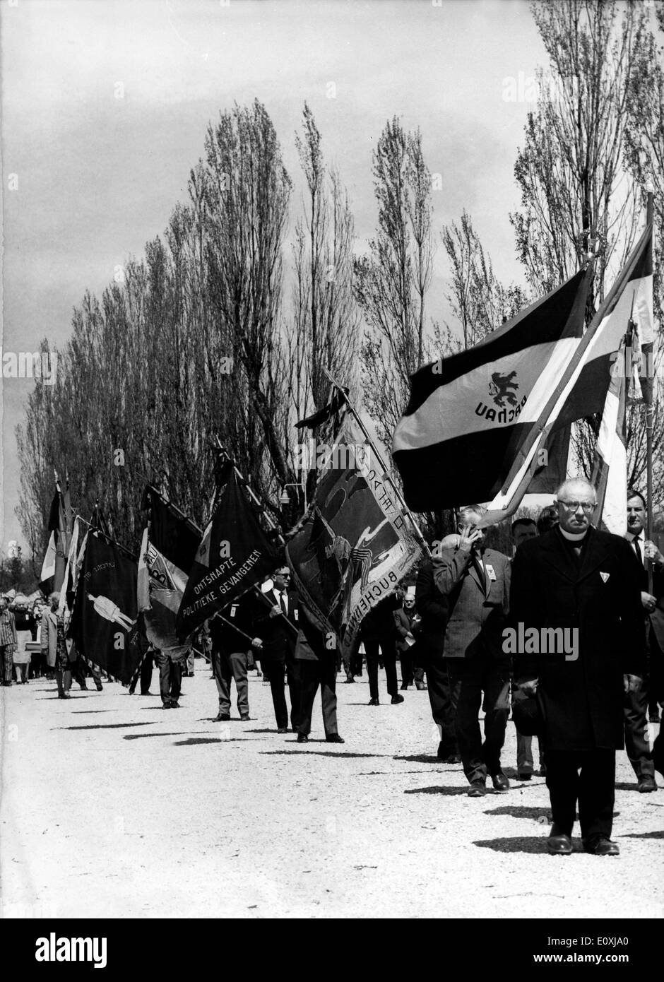 Silent March at Dachau Concentration Camp memorial Stock Photo