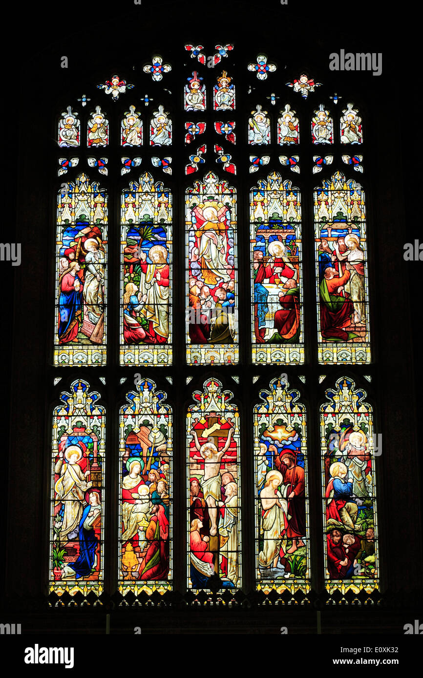 Stained Glass window, 1868, by Ward & Hughes, east window, North Tuddenham, Norfolk England UK Stock Photo