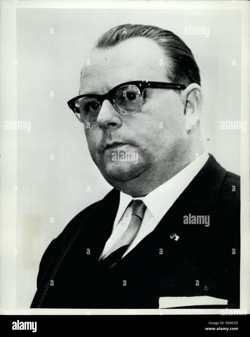 Feb. 02, 1967 - Hans-Juergen Wischnewski (SPD) Federal Minister of Economic Cooperation. Stock Photo