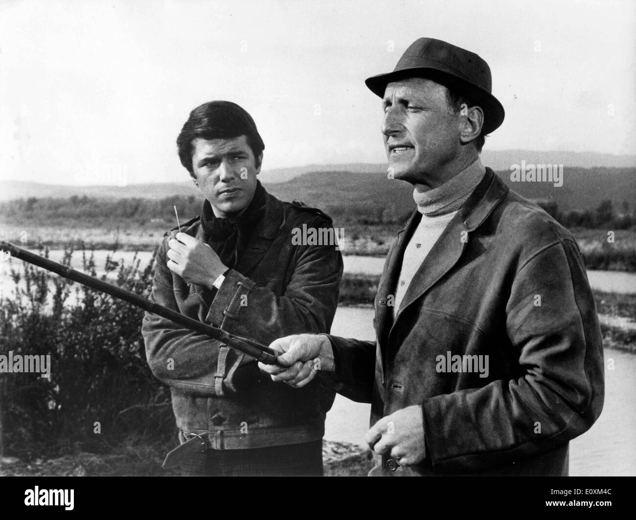 Salvatore Adamo and Andre Bourvil in the film 'Les Arnaud ...