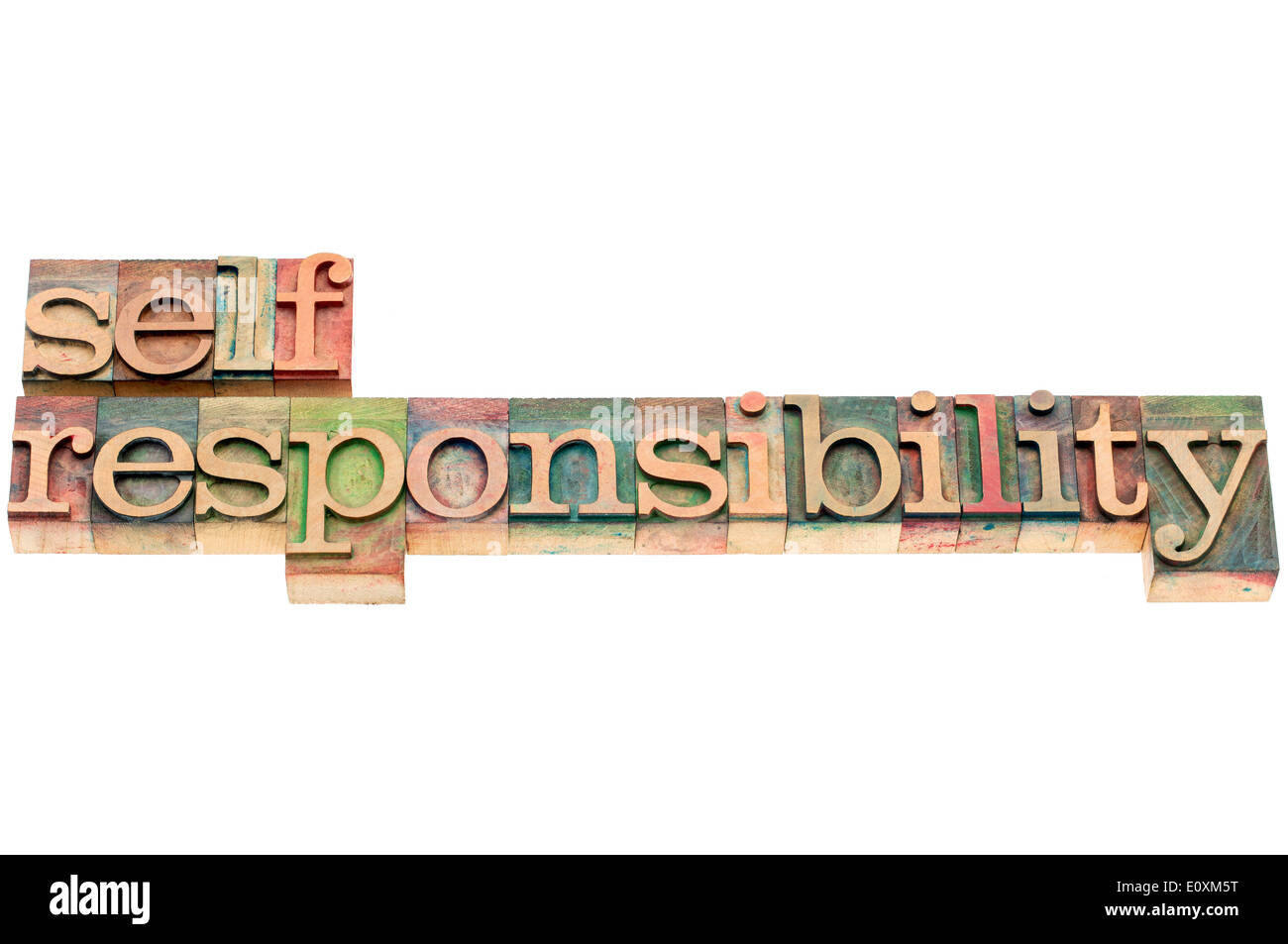 selfresponsibility word in letterpress wood type printing blocks Stock Photo