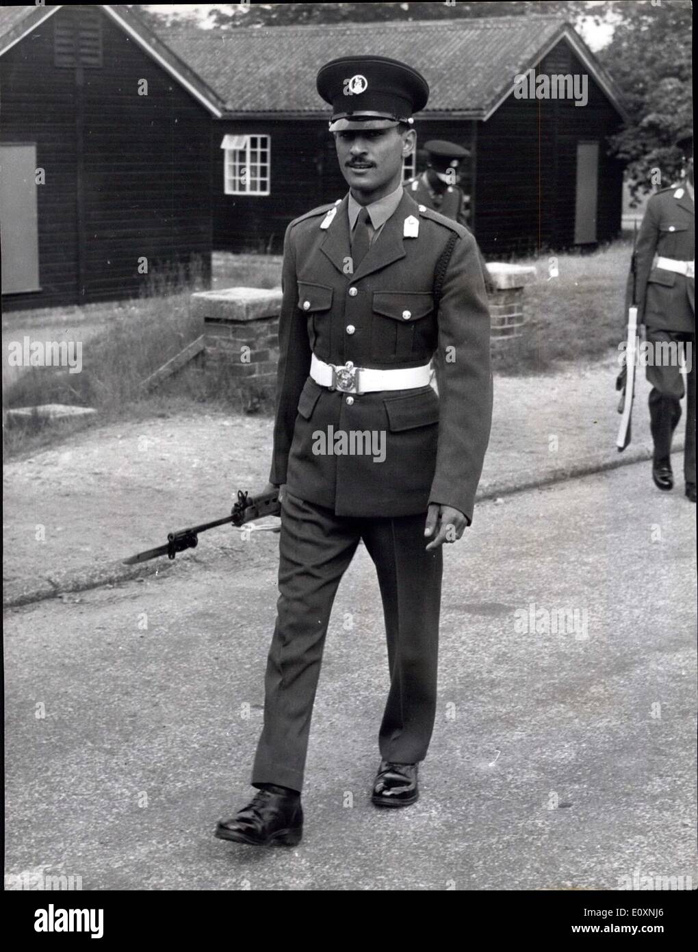 Jun. 09, 1967 - 9.6.67 Commissioning Parade at Mons Officer Cadet School. Lieut. Gen. Sir David Peel Yates, General Officer Commanding-in-Chief Eastern Command, was the inspecting officer at today's Commissioning Parade at Mons Officer Cadet School, Aldershot. Keystone Photo Shows: Officer Cadet Prince Saad Turky, a relative of King Faisal of Saudi Arabia, on his way to the Parade today. Stock Photo