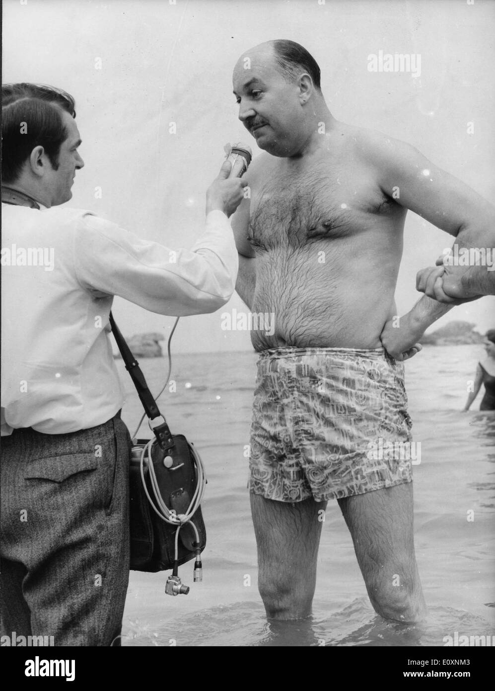 Jun 18, 1967; Paris, FRANCE; Secretary of Tourism, M. PIERRE DUMAS swimming in waters clear of the Torrey Canyon oil. (Credit Stock Photo