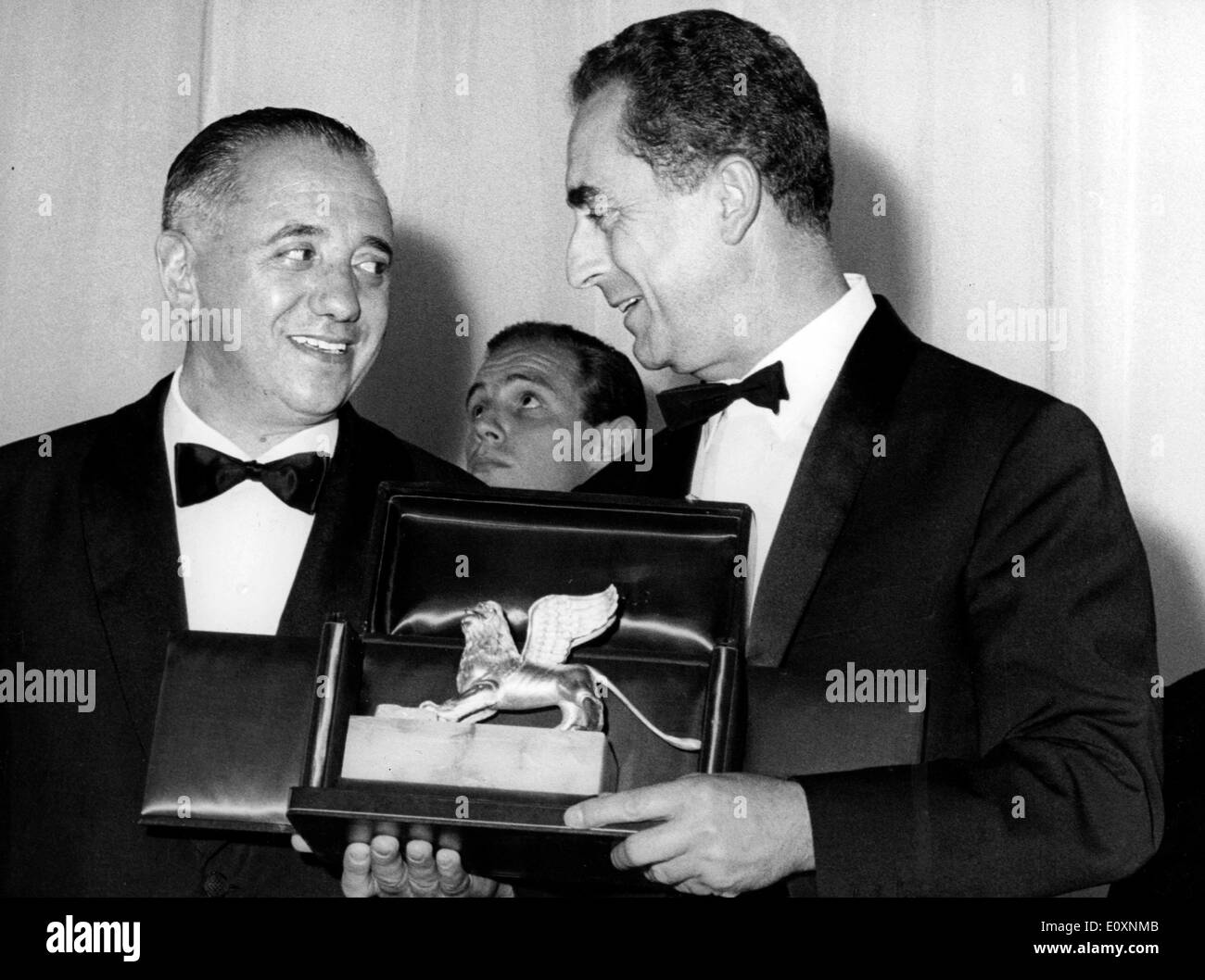 Film director Michelangelo Antonioni with his Gold Lion award Stock Photo