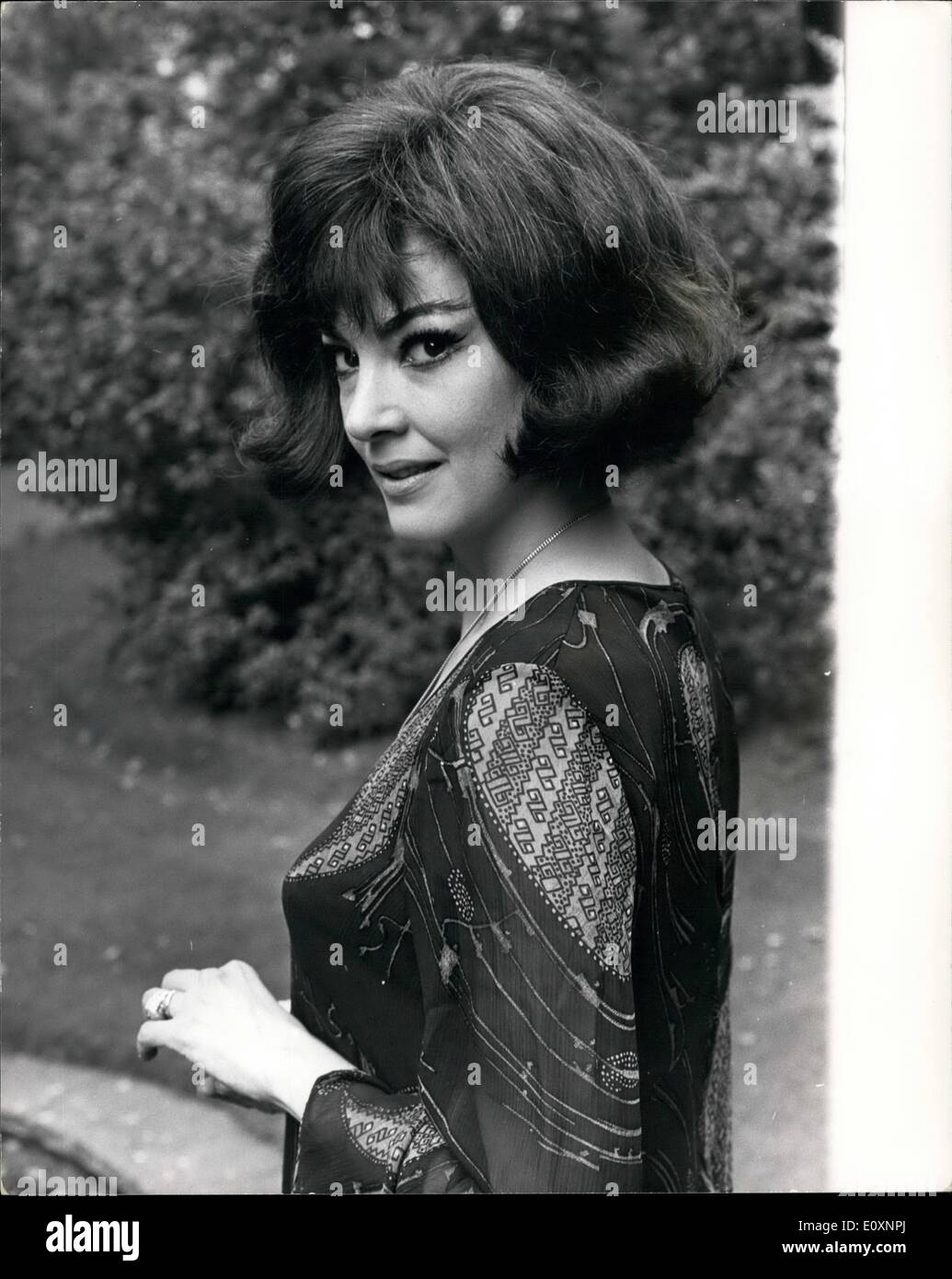 Jul. 07, 1967 - Reception for Italian opera star. Miss Anna Moffo, the lovely Italian Opera singer, attended a press conference reception at the Savoy Hotel. Miss Moffo, who arrived in London today, has sung leading roles at La Soala, Milan, the Metropolitan New York, and Covent Garden, and she also stars in the film La Traviata , which was produced by her husband Mario Lanfrachi. Photo Shows: Italian Opera Star Anna Moffo pictured in the Savoy Gardens this evening. Keystone Stock Photo