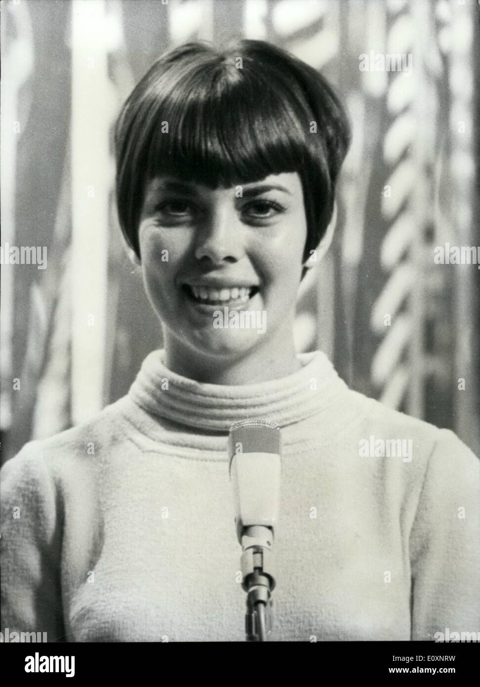 Jul. 07, 1967 - Mireille Mathieu 21: Mireille Mathieu, the famous young singer proclaimed as the new Edith Piaf will be celebrating her coming of age in two days. Arecent picture of Mireille Mathieu. Stock Photo