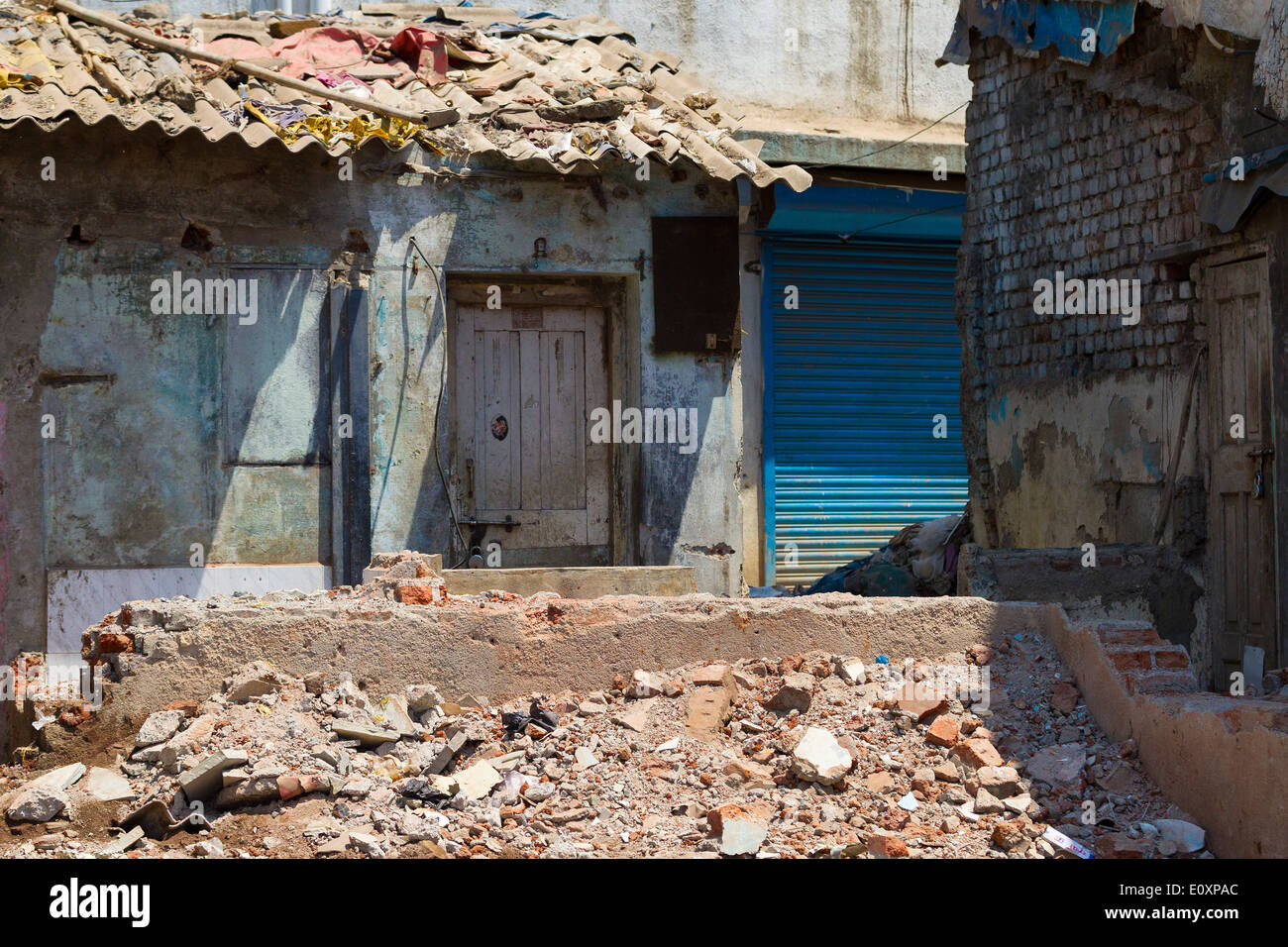 One Million people live in the 240 hectare Dharavi Slum, Mumbai India. Stock Photo