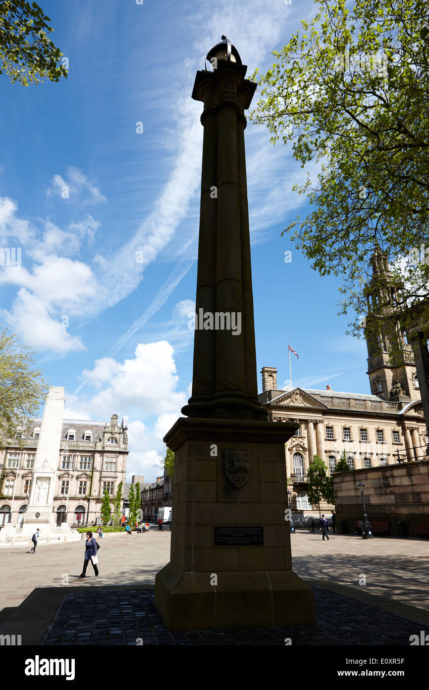 sandstone obelisk in Preston market square England UK Stock Photo