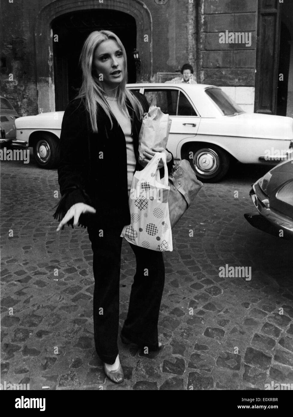 Actress Sharon Tate on location in Rome for the filming of 'Eye of the Devil' Stock Photo