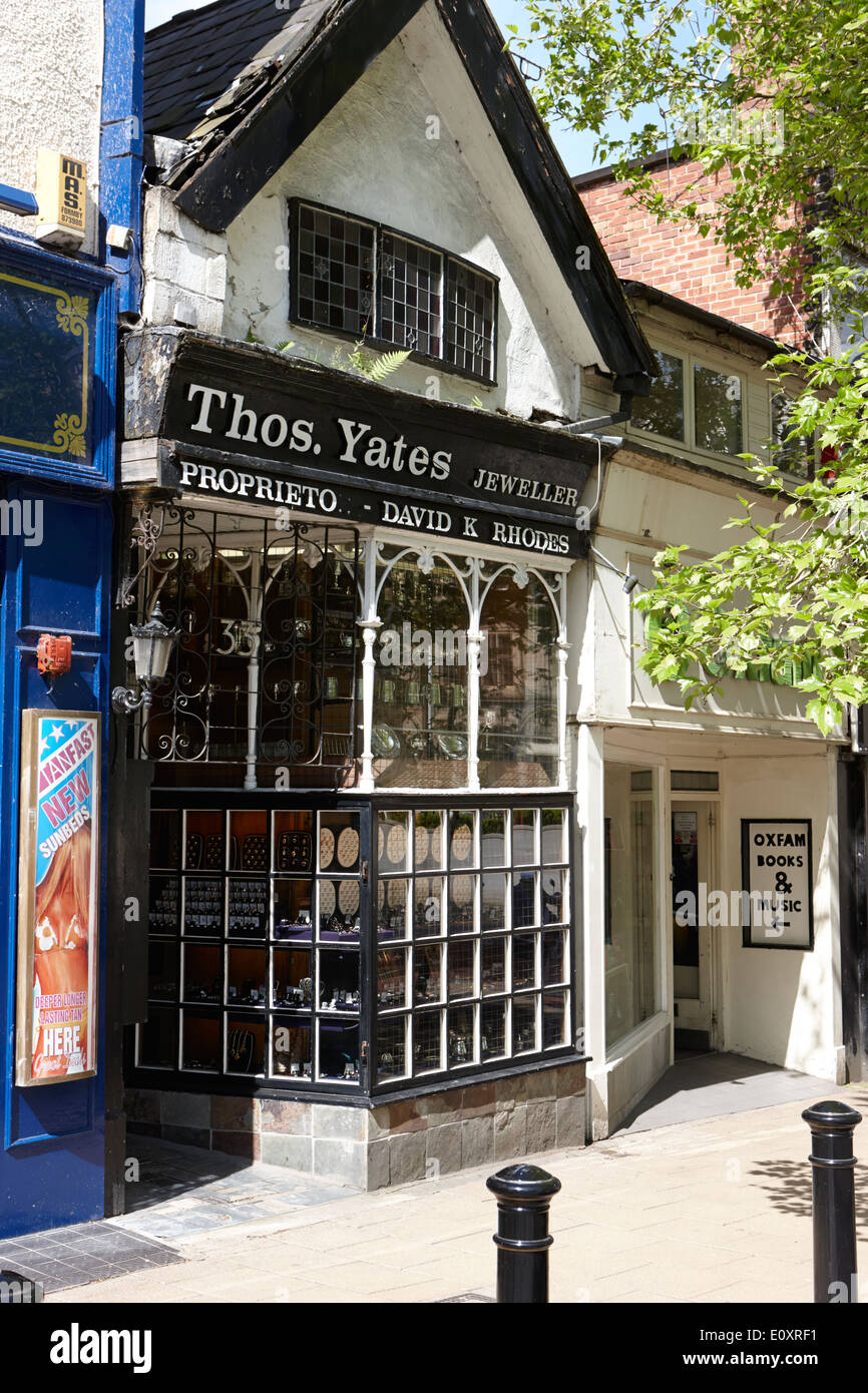 dickensian frontage of thomas yates jewellers shop Preston England UK Stock Photo