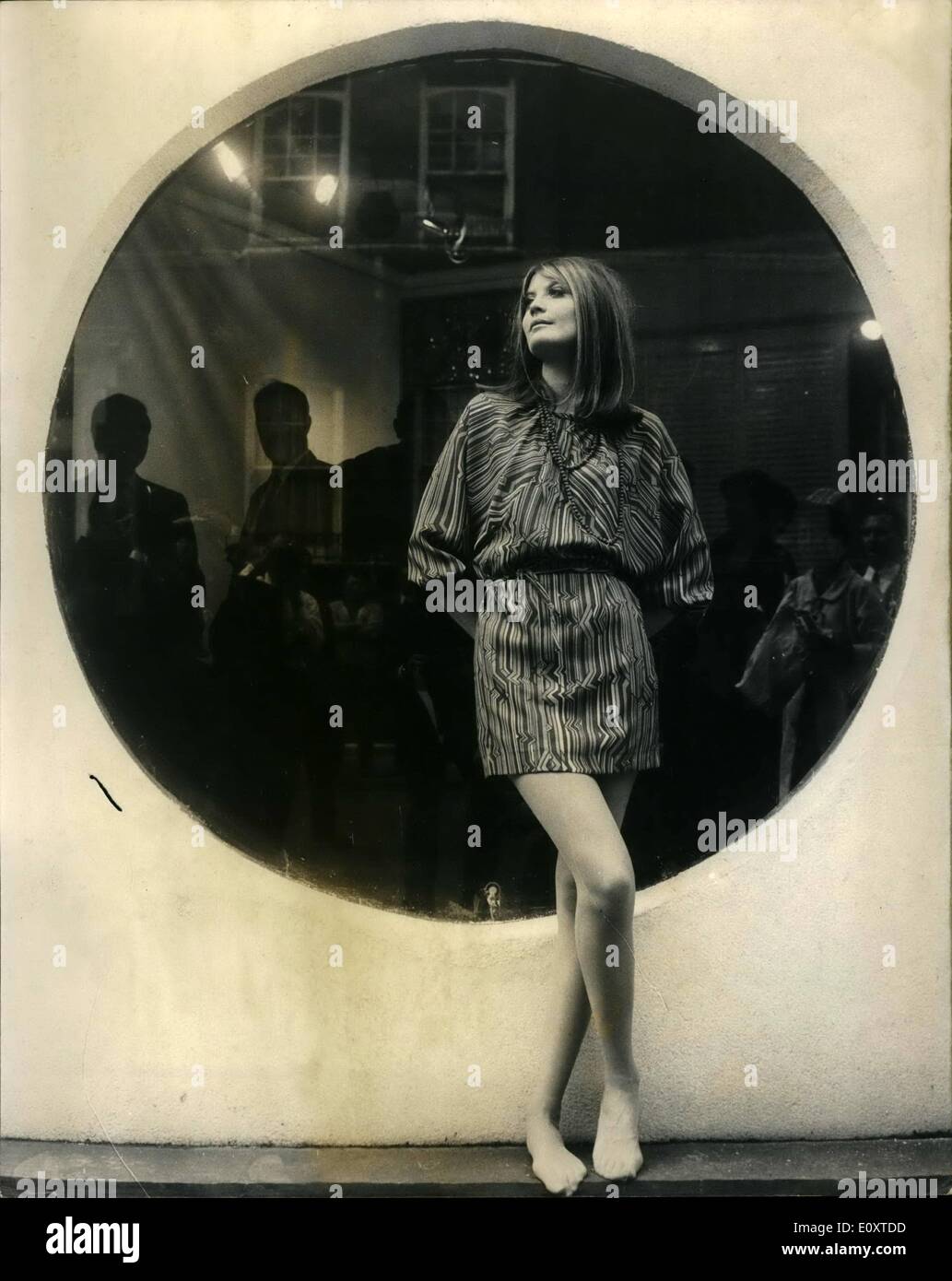 Sep. 09, 1967 - Sandie Shaw's First Range of Clothes: The first range of clothes designed by singer Sandie Shaw was shown in London today. Picture Shows: Sandie Shaw seen wearing a Kaftan which she designed - at today's showing in London. Prices. Stock Photo