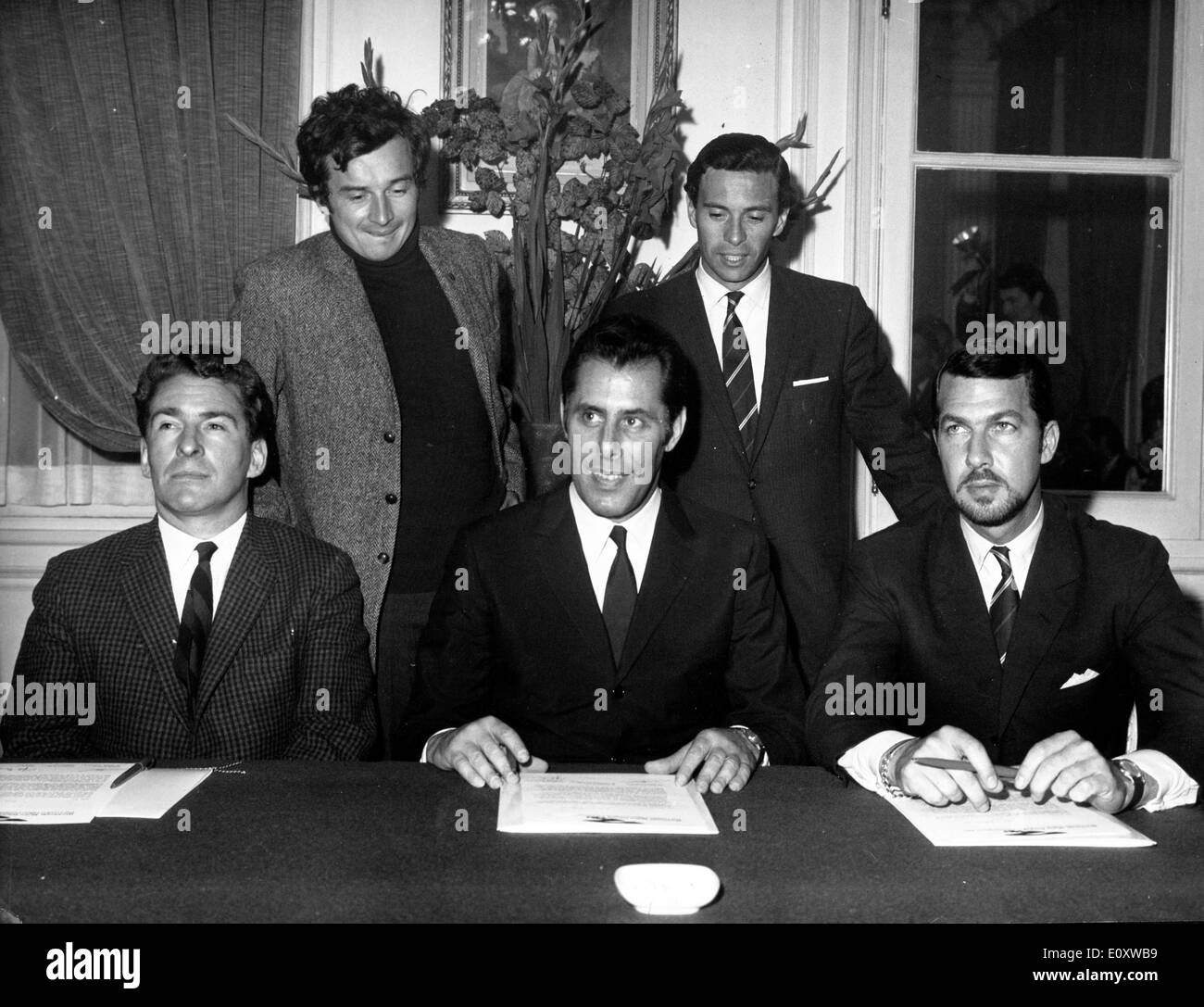 Dec 04, 1967; Paris, FRANCE; THE F.I.S.A., Dr. ANDREW FERGUSON, JOAKIM BONNIER, JEAN-PIERRE BELTOISE, and JIM CLARK. (Credit Stock Photo