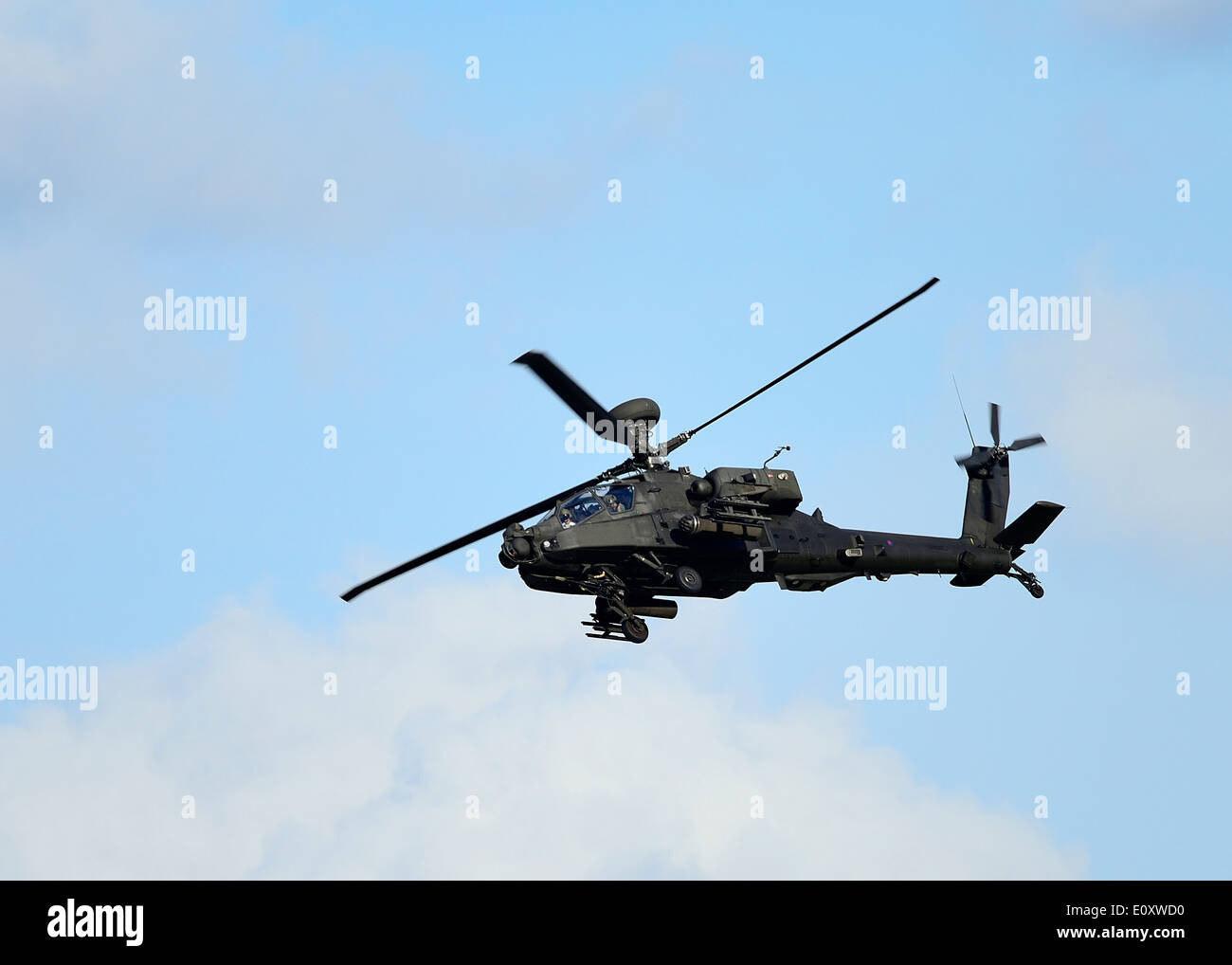 British army air corps AgustaWestland WAH-64D / Apache Longbow AH1 attack helicopter.Essex,UK Stock Photo
