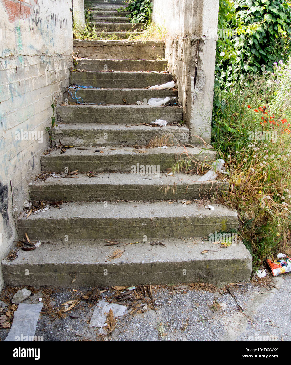 Old worn concrete steps Stock Photo