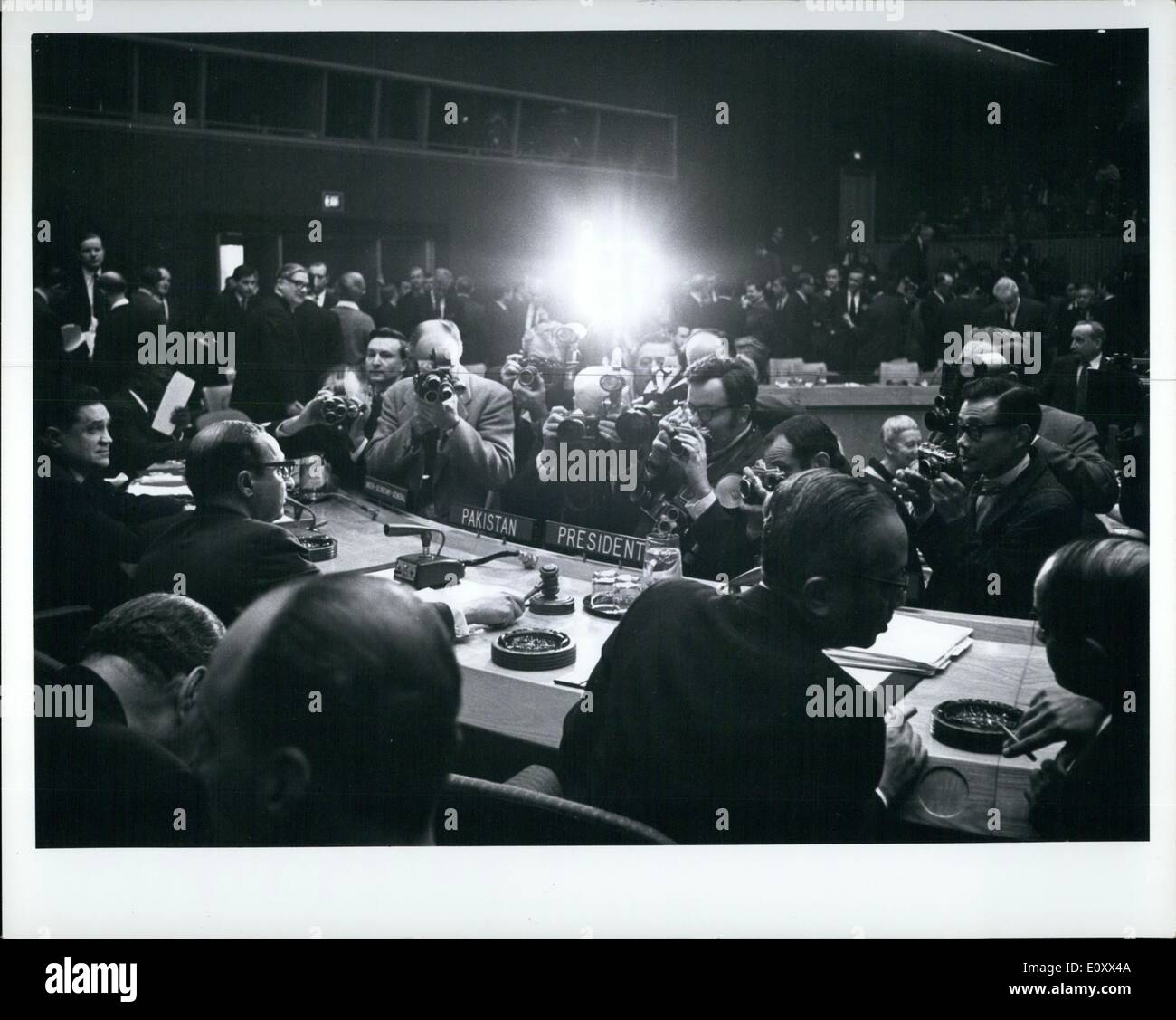 Jan. 01, 1968 - SECURITY COUNCIL BEGINS CONSIDERATION OF COMPLAINT BY THE UNITED STATES AGAINST NORTH KOREA: United Nations, New York, 26 January 1968. The Security Council voted this afternoon to inscribe on its agenda the US compliant against North Korea, and then began debate on the item, hearing statements by the representatives of the United States and the Soviet Union. The representatives of the US and the USSR also spoke under the right of reply Stock Photo