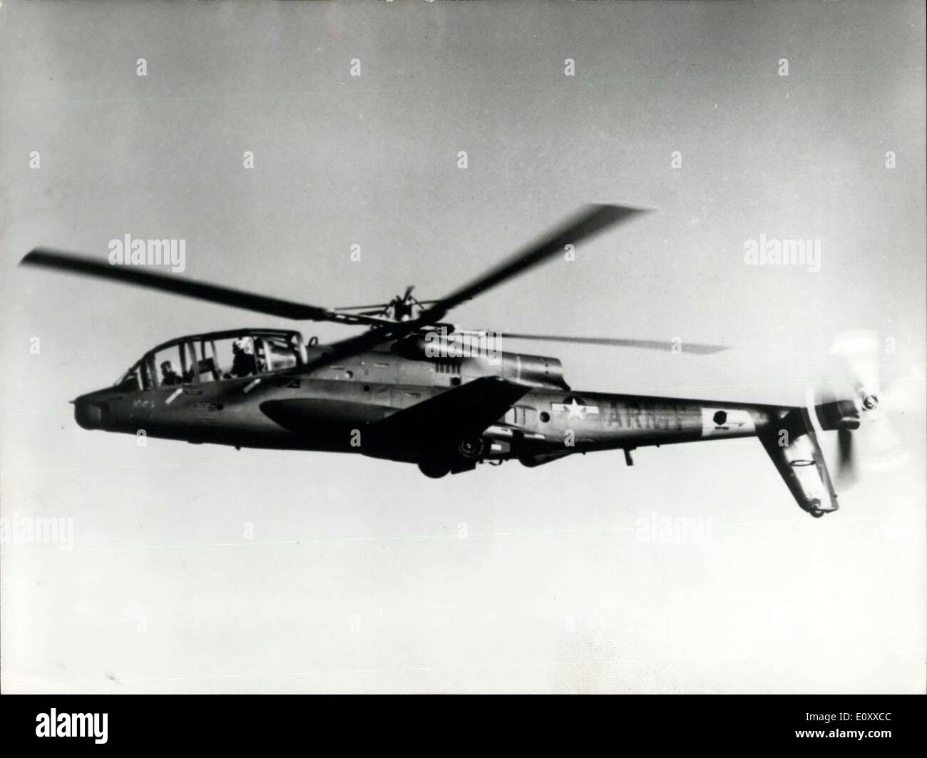 Dec. 13, 1967 - Cheyenne uprising: US Army AH-56 a Cheyenne named after the Indian Warriors of the Western Plains makes a helicopter vertical takeoff. The Winged and Rotor-bladed compound helicopter made its first public flight demonstration at Van Nuys airport recently. Stock Photo