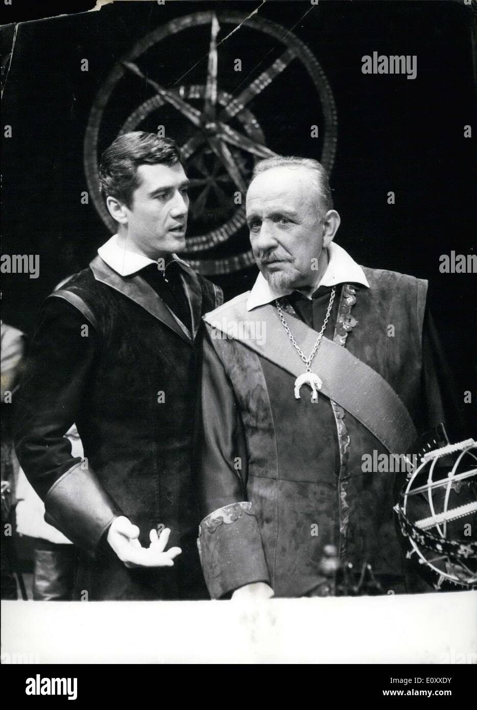 Mar. 11, 1968 - O.E. Hasse is currently on stage playing ''Wallenstein.'' He plays the titular role in Karl Heinz Stroux's production of this piece in D?sseldorf's playhouse. Erwin Zimmer designed the costumes and Theo Otto managed set design. Our picture shows a scene from the second act ''Die Piccolomini,'' with O.E. Hasse(right) and Wolfgang Arps as Max Piccolomini. Stock Photo