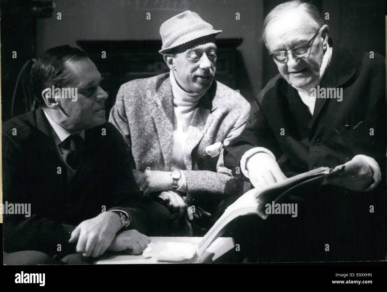Jan. 01, 1968 - Pictured here are(from left to right) Albert Lieven, Horst Tappert, and Hans Schweikart. They are portraying roles in the murder mystery ''Mord mit Liebe'' (''Death with Love''). Chief Marshall Sir Basil Embry and General Lauris Norstad Stock Photo