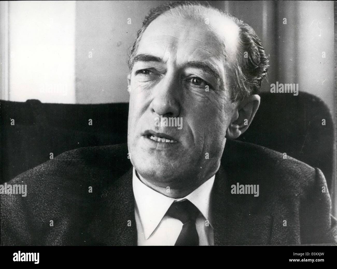 Jan. 01, 1968 - PROBABLE NEW PREMIER OF DENMARKK, HILMAR BAUNSGAARD. PHOTO SHOWS:- New portrait of HILMAR BAUNSGAARD, the Radical leader, who is 6-111kay to be Denmark,s new Prime Minister, following the defeat of Mt. Jens Otto Erag in Tuesdday's general election. Stock Photo