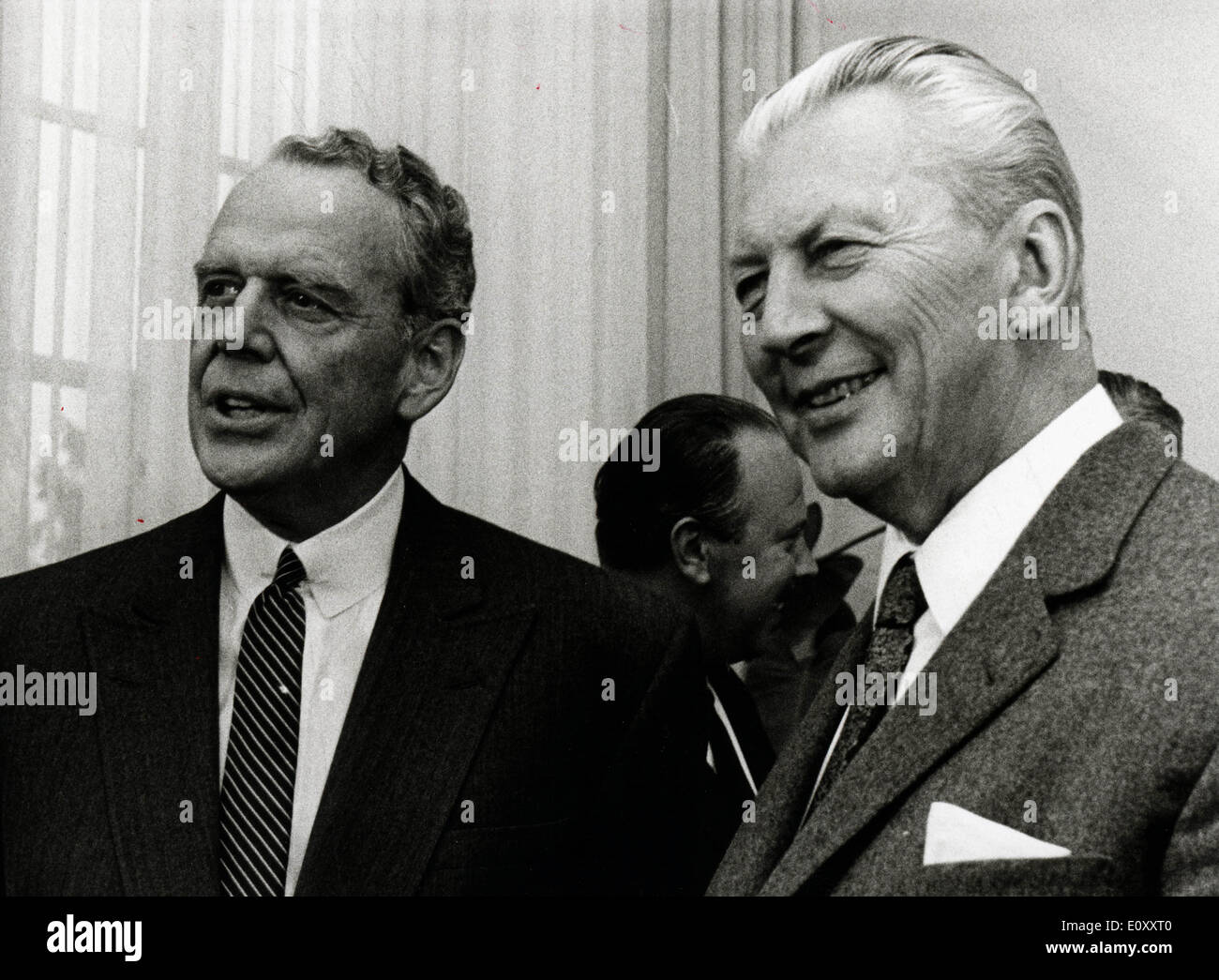 Clark Clifford with Kurt Georg Kiesinger at meeting Stock Photo