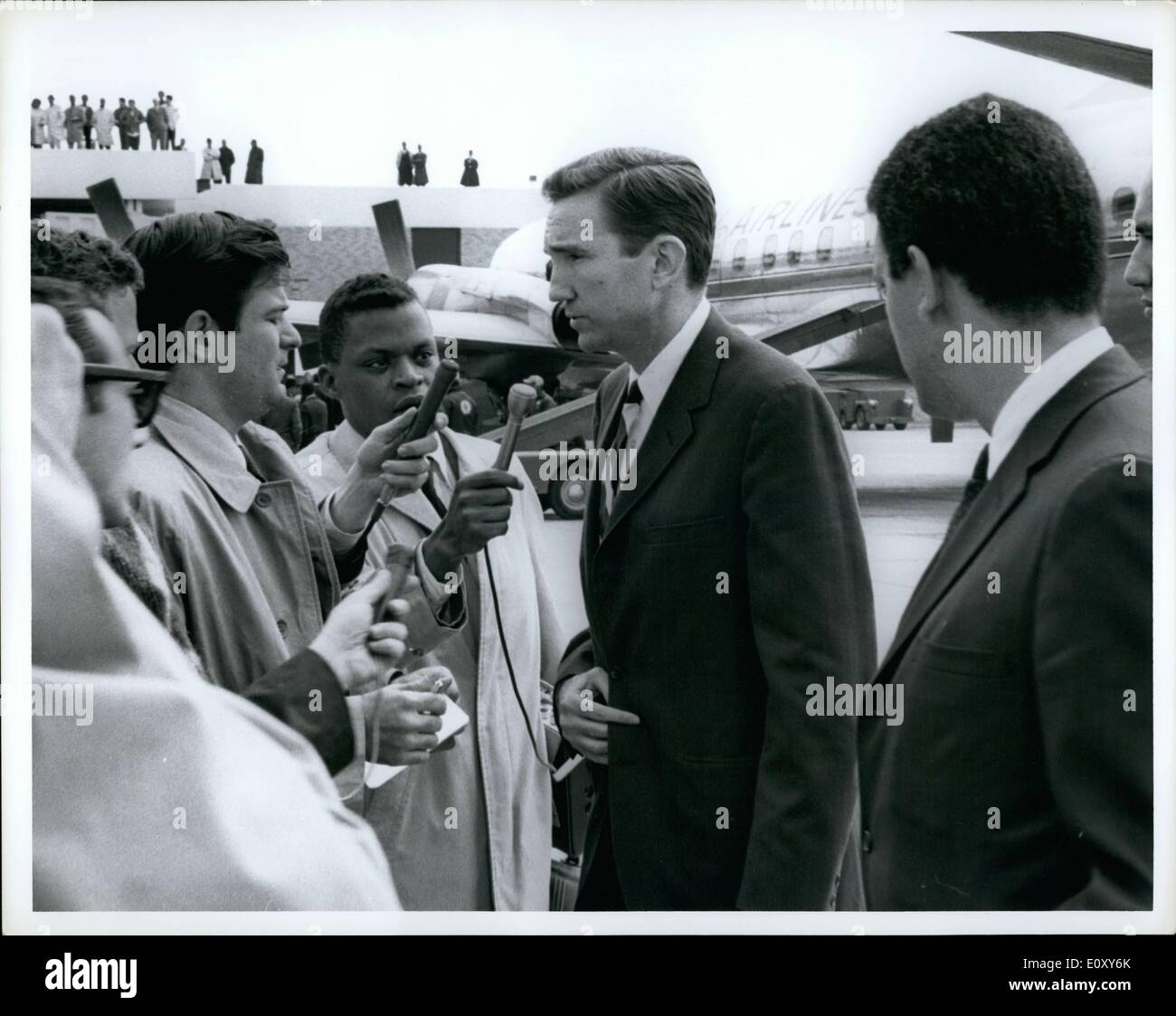 Apr. 04, 1968 - Attorney General Ramsey Clark talking to the press at Memphis, Tennessee . airport after King's assassination. ( Stock Photo