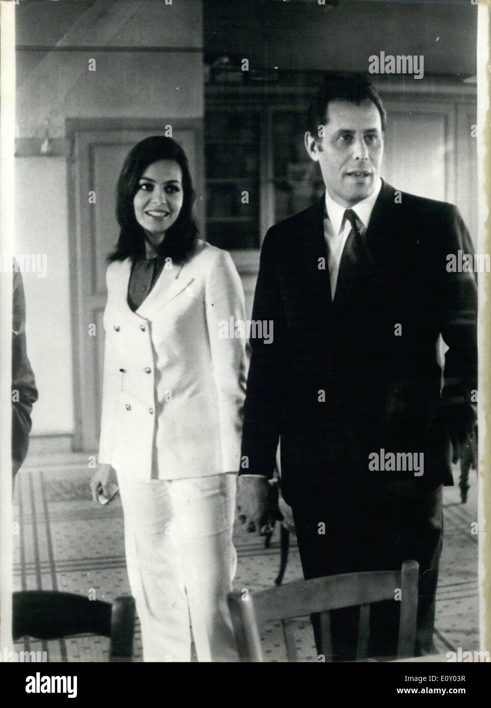 Apr. 13, 1968 - Newlyweds Michele Mercier and Claude Bourillot Stock Photo