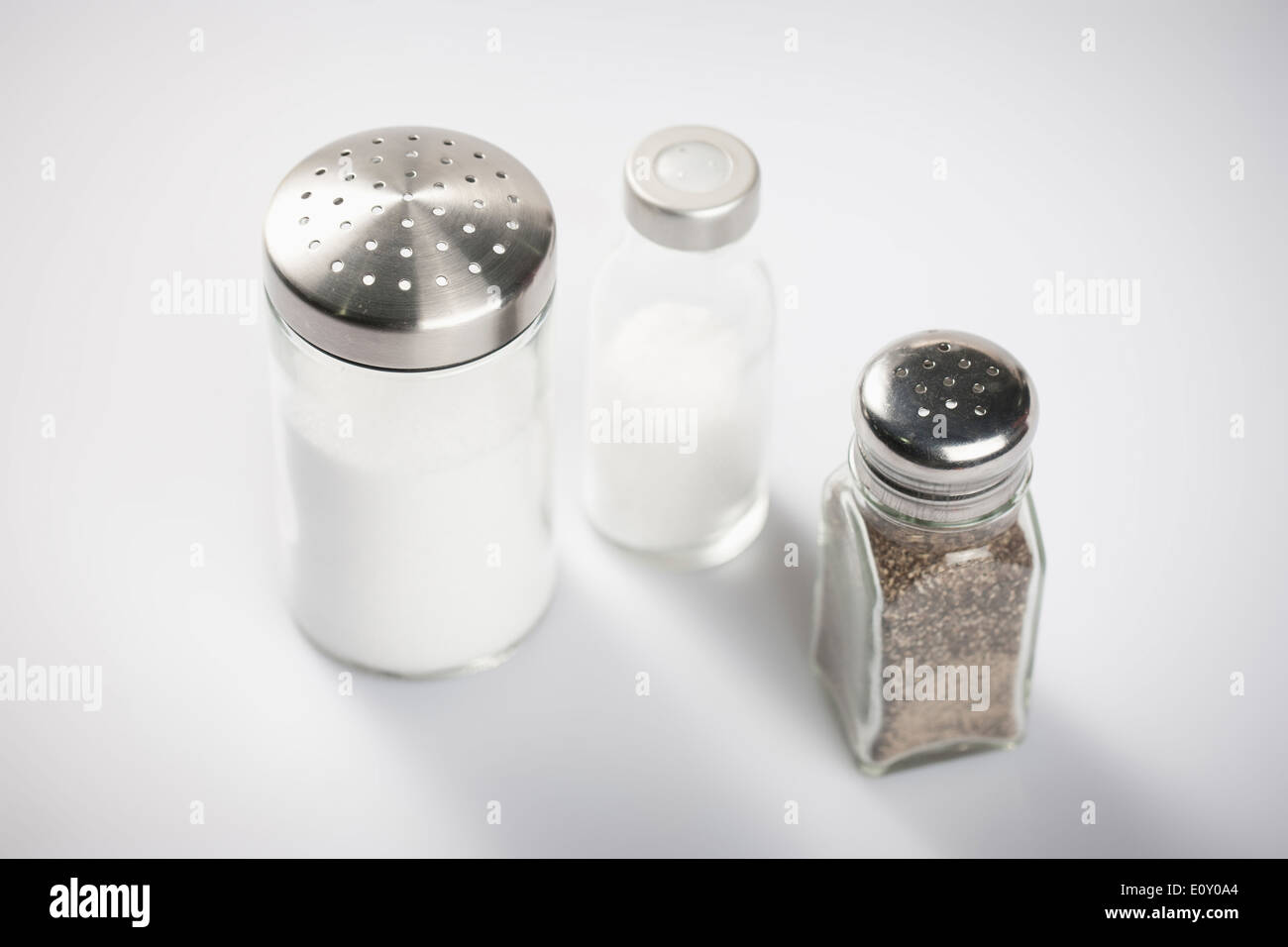salt, pepper and sugar shakers Stock Photo