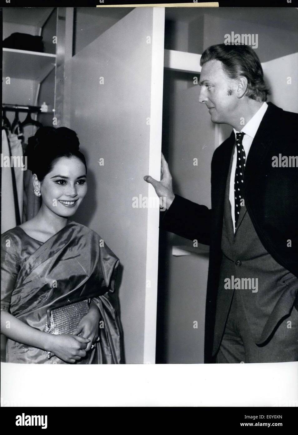 Mar. 02, 1968 - Givenchy opened a new boutique. Here he is with Madam Soekarno. APRESS Stock Photo