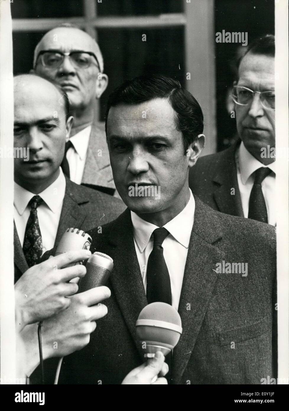 May 26, 1968 - Within the scope of negotiations between workers' unions representatives and employers, Bernard Lecat, President Stock Photo