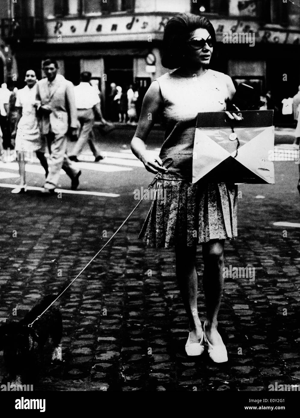 Actress Princess Soraya walks her dog in Rome Stock Photo