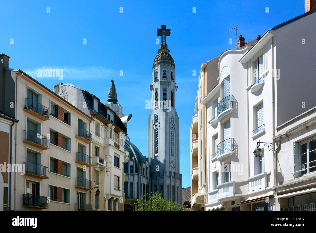 Bell tower of church Saint-Blaise, Vichy, Allier, Auvergne, France Stock Photo
