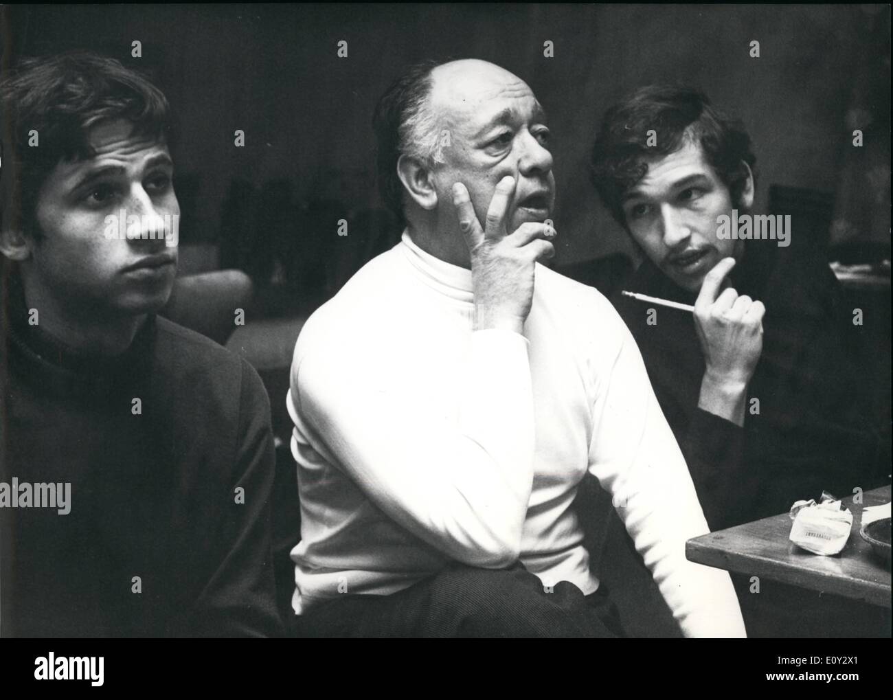Sep. 09, 1968 - Ionesco puts on stage a play of Ionesco at Zurich: Rumanian born author Ionesco is actually in Zurich where he is putting on stage his absurd play ''Victim of duty'' to open this years thetre season Stock Photo