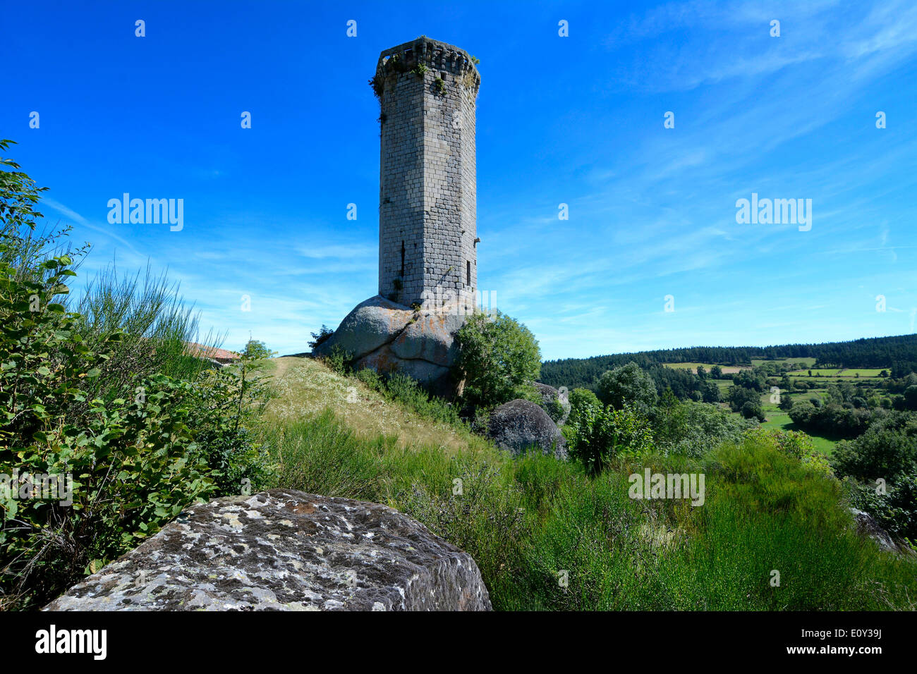 Tour de la Clauze tower, Saugues, Haute-Loire department, Auvergne, France, Europe Stock Photo