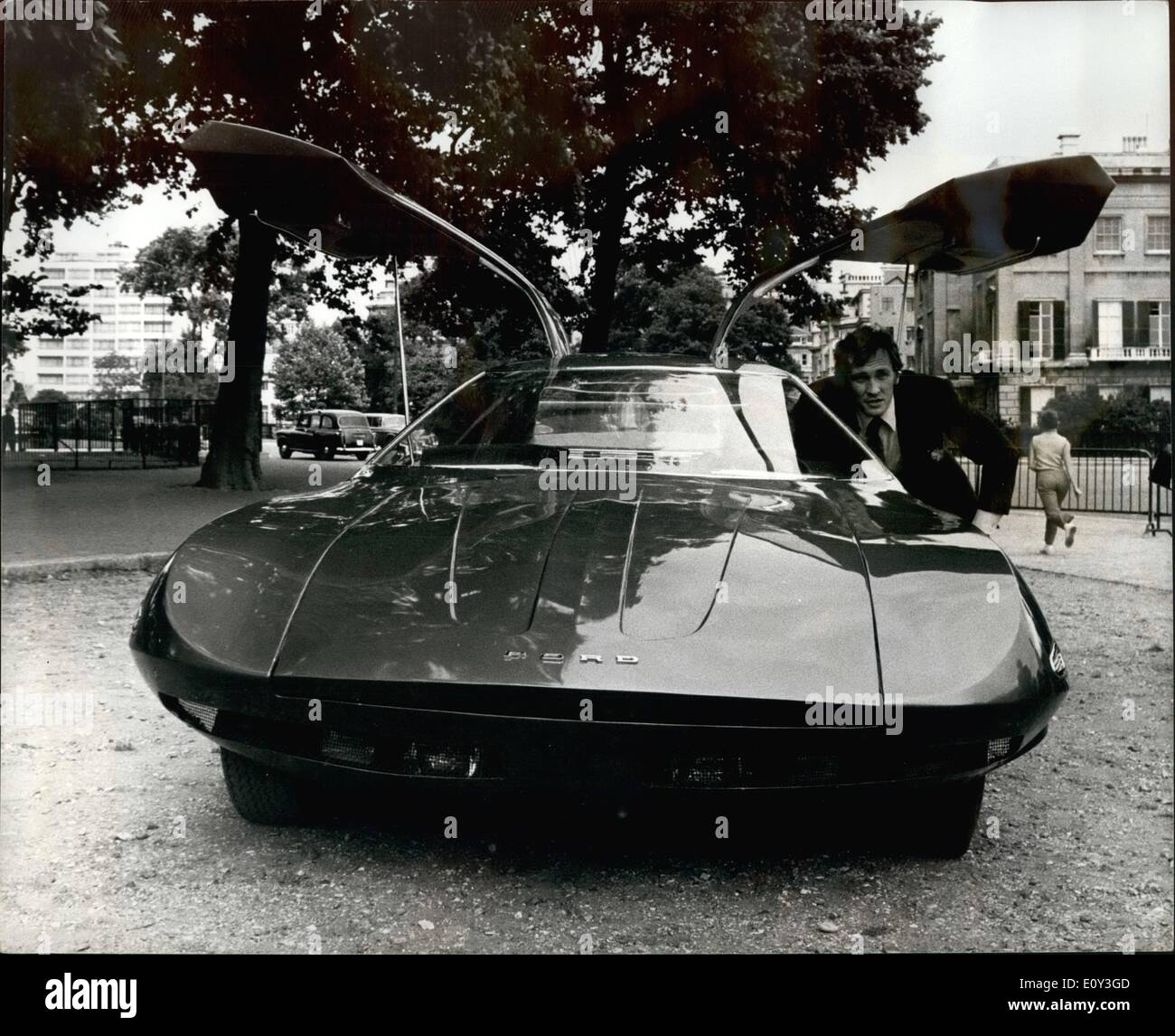 Jul. 07, 1968 - Futuristic car for new space film: The latest space film now being shot at Pinewoods is called ''Doppleganger'' Stock Photo